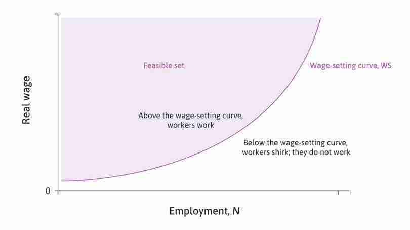 The wage-setting curve: The wage level required to make employees work rather than shirk.

